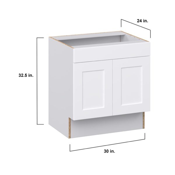 Jasmine Painted Warm White Shaker Assembled 30 in. W x 32.5 in. H x 24 in. D ADA Sink Base With Removable Front Cabinet