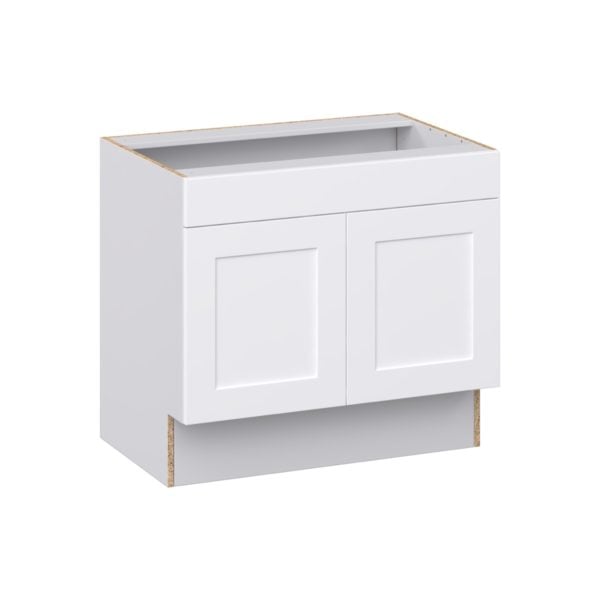 Jasmine Painted Warm White Shaker Assembled 36 in. W x 32.5 in. H x 24 in. D ADA Sink Base With Removable Front Cabinet