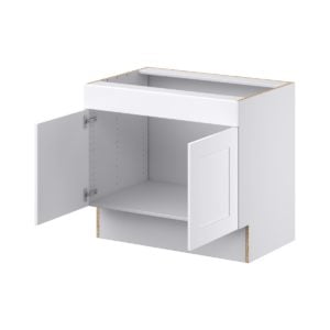 Jasmine Painted Warm White Shaker Assembled 36 in. W x 32.5 in. H x 24 in. D ADA Sink Base With Removable Front Cabinet