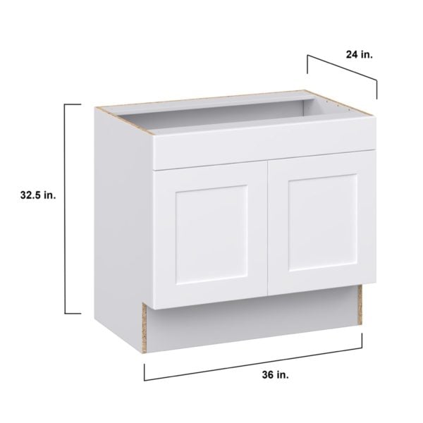 Jasmine Painted Warm White Shaker Assembled 36 in. W x 32.5 in. H x 24 in. D ADA Sink Base With Removable Front Cabinet