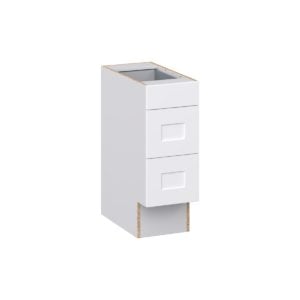 Jasmine Painted Warm White Shaker Assembled 12 in. W x 32.5 in. H x 24 in. D ADA Drawer Base Cabinet with 3 Drawers