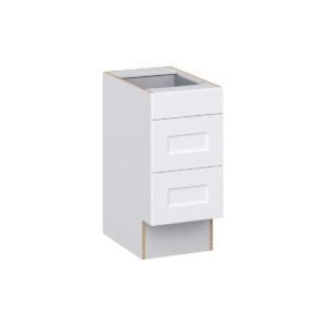 Jasmine Painted Warm White Shaker Assembled 15 in. W x 32.5 in. H x 24 in. D ADA Drawer Base Cabinet with 3 Drawers