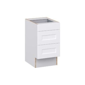 Jasmine Painted Warm White Shaker Assembled 18 in. W x 32.5 in. H x24 in. D ADA Drawer Base Cabinet with 3 Drawers