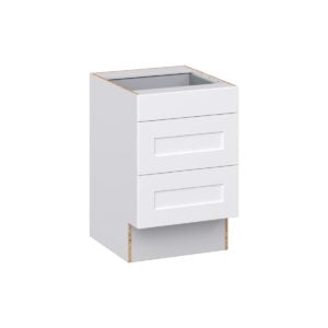 Jasmine Painted Warm White Shaker Assembled 21 in. W x 32.5 in. H x 24 in. D ADA Drawer Base Cabinet with 3 Drawers