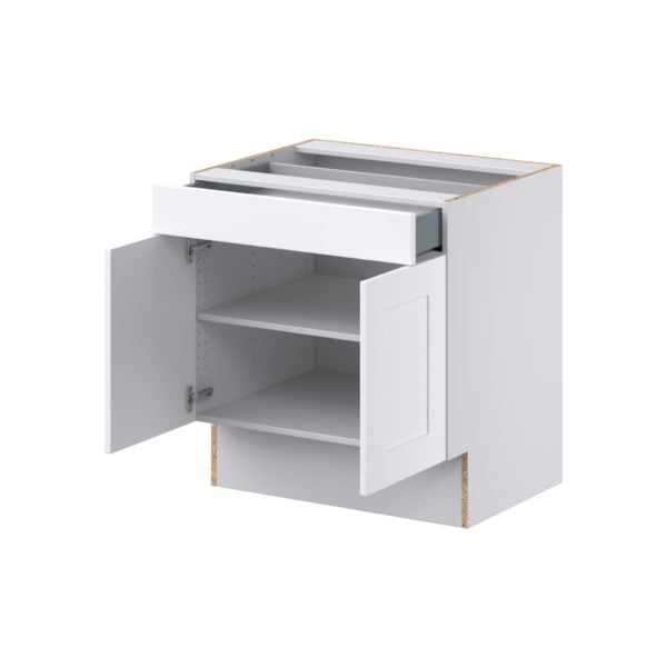 Jasmine Painted Warm White Shaker Assembled 30 in. W x 32.5 in. H x 24 in. D Accessible ADA Base Cabinet with 1 Drawer