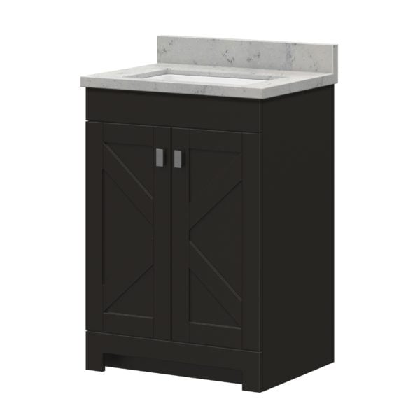 Acacia 25"W x 19"D Cocoa Brown Vanity with Arctic stone wave integrated bowl