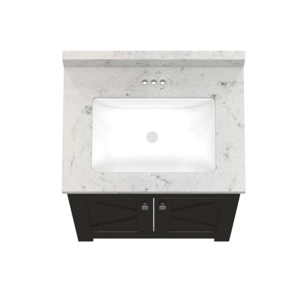 Acacia 25"W x 19"D Cocoa Brown Vanity with Arctic stone wave integrated bowl