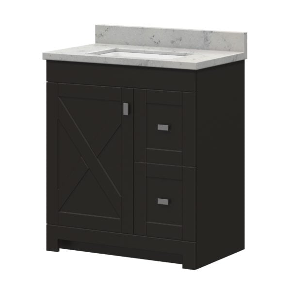 Acacia 31"W x 19"D Cocoa Brown Vanity with Arctic stone wave integrated bowl