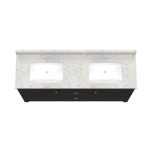 Acacia 61"W x 19"D Cocoa Brown DB Vanity with Arctic stone wave integrated bowls