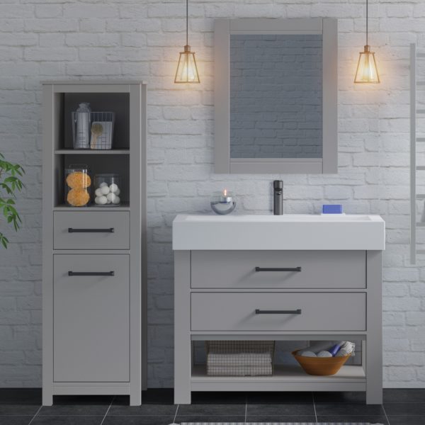 Angelica 19"W x 18-9/16"D x 60"H Gray Linen Cabinet