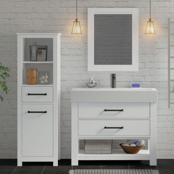 Angelica 19"W x 18-9/16"D x 60"H Vanilla Linen Cabinet