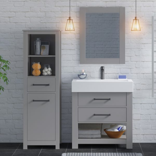 Angelica 22-1/4"W x 17-1/2"D Gray Bathroom Vanity Cabinet