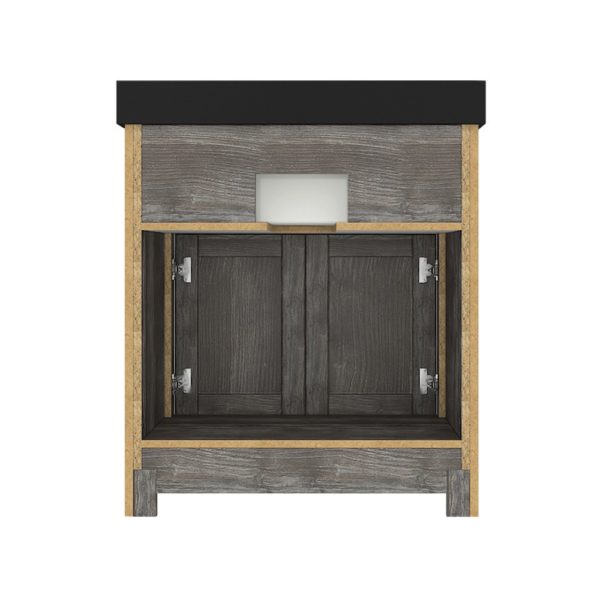 Aster 31"W x 19"D x 34"H Provincial Pine Vanity and Jet Black Granite Vanity Top with Farmhouse Style Sink