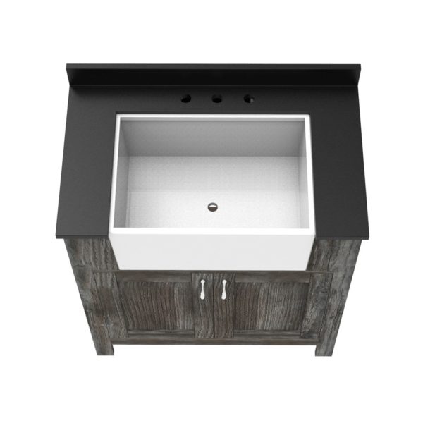 Aster 31"W x 19"D x 34"H Provincial Pine Vanity and Jet Black Granite Vanity Top with Farmhouse Style Sink