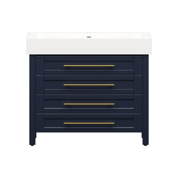 Barberry 40 in. W x 19 in. D Vanity in Blue with Porcelain Vanity Top in Solid White with White Basin