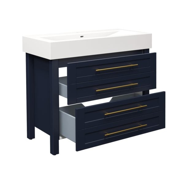 Barberry 40 in. W x 19 in. D Vanity in Blue with Porcelain Vanity Top in Solid White with White Basin