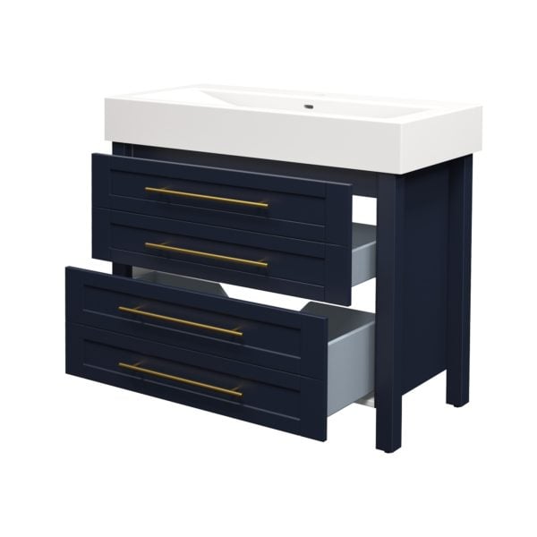 Barberry 40 in. W x 19 in. D Vanity in Blue with Porcelain Vanity Top in Solid White with White Basin