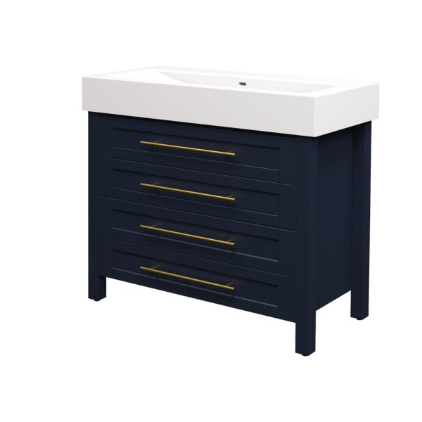 Barberry 40 in. W x 19 in. D Vanity in Blue with Porcelain Vanity Top in Solid White with White Basin