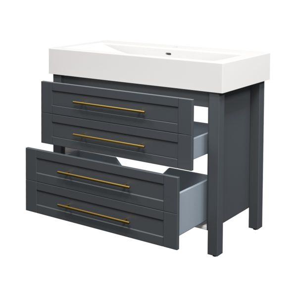 Barberry 40 in. W x 19 in. D Vanity in Charcoal with Porcelain Vanity Top in Solid White with White Basin