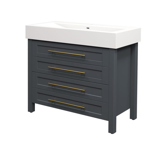 Barberry 40 in. W x 19 in. D Vanity in Charcoal with Porcelain Vanity Top in Solid White with White Basin