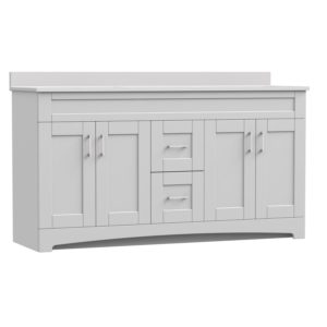 Barletta 60"W x 18-3/4"D x 32"H Cotton White Bathroom Vanity Cabinet DB