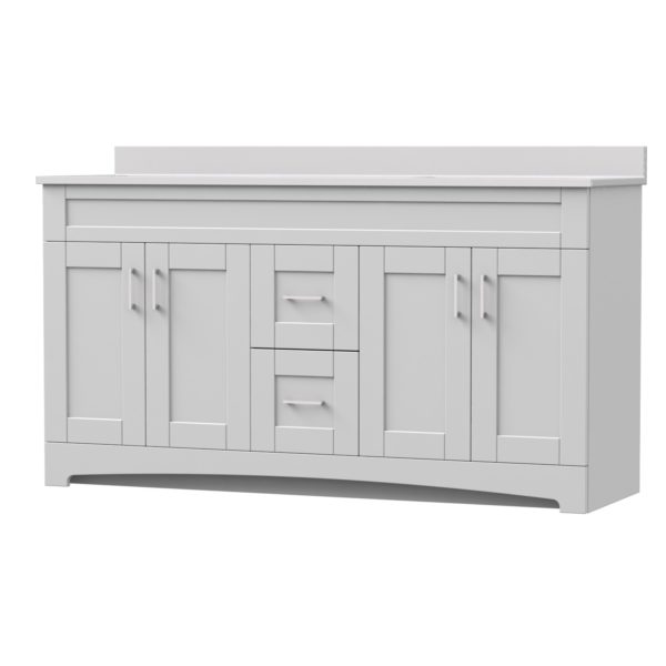 Barletta 60"W x 18-3/4"D x 32"H Cotton White Bathroom Vanity Cabinet DB