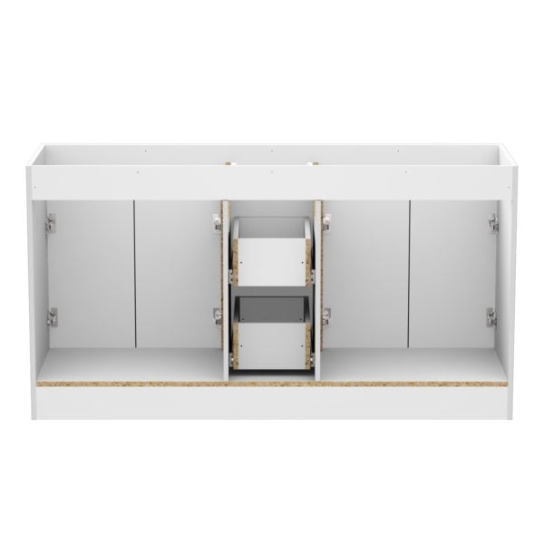 Barletta 60"W x 21-3/4"D x 32"H Cotton White Bathroom Vanity Cabinet DB