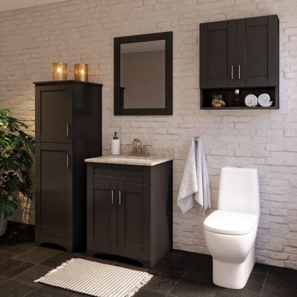 Barletta 24"W x 21-3/4"D x 32"H Deep Brown Bathroom Vanity Cabinet