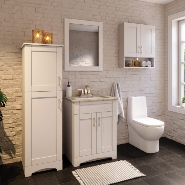 Barletta 24"W x 21-3/4"D x 32"H Cotton White Bathroom Vanity Cabinet