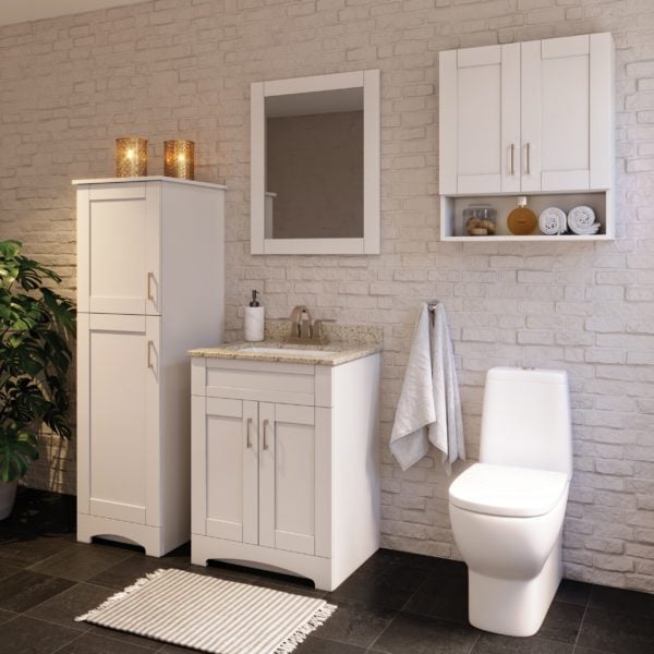 Barletta 24"W x 21-3/4"D x 32"H Cotton White Bathroom Vanity Cabinet