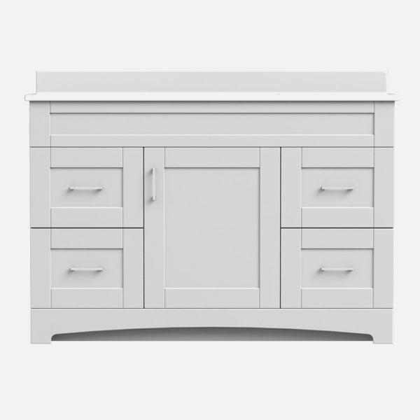 Barletta 48"W x 18-3/4"D x 32"H Cotton White Bathroom Vanity Cabinet