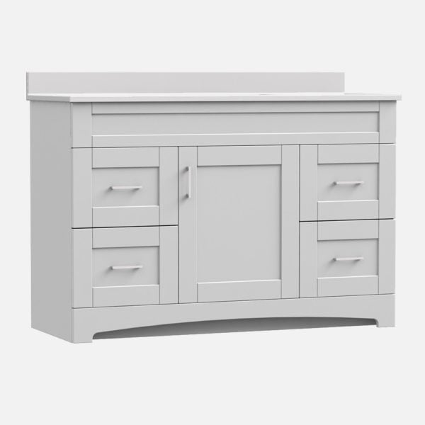 Barletta 48"W x 18-3/4"D x 32"H Cotton White Bathroom Vanity Cabinet