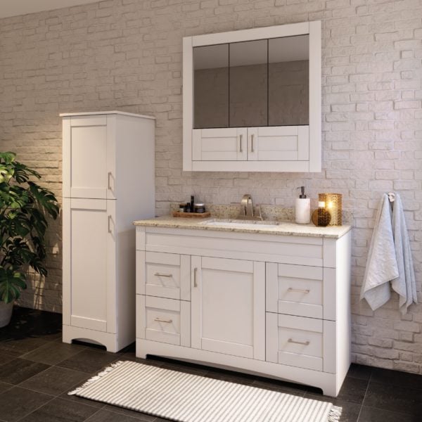 Barletta 48"W x 21-3/4"D x 32"H Cotton White Bathroom Vanity Cabinet