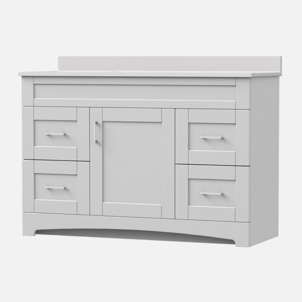 Barletta 48"W x 18-3/4"D x 32"H Cotton White Bathroom Vanity Cabinet