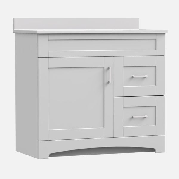 Barletta 36"W x 18-3/4"D x 32"H Cotton White Bathroom Vanity Cabinet