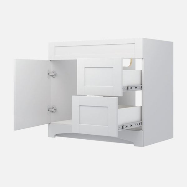 Barletta 36"W x 18-3/4"D x 32"H Cotton White Bathroom Vanity Cabinet