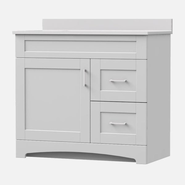 Barletta 36"W x 18-3/4"D x 32"H Cotton White Bathroom Vanity Cabinet