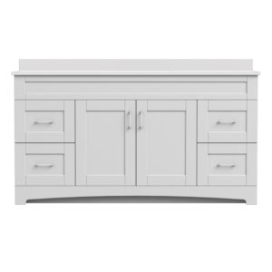 Barletta 60"W x 18-3/4"D x 32"H Cotton White Bathroom Vanity Cabinet SB