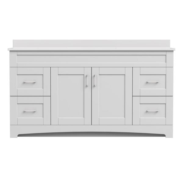 Barletta 60"W x 18-3/4"D x 32"H Cotton White Bathroom Vanity Cabinet SB