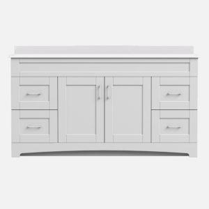 Barletta 60"W x 21-3/4"D x 32"H Cotton White Bathroom Vanity Cabinet SB