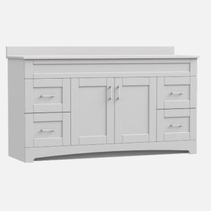 Barletta 60"W x 21-3/4"D x 32"H Cotton White Bathroom Vanity Cabinet SB