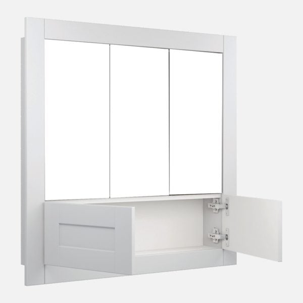 Barletta 36"W x 35"H Cotton White Tri-View Medicine Cabinet