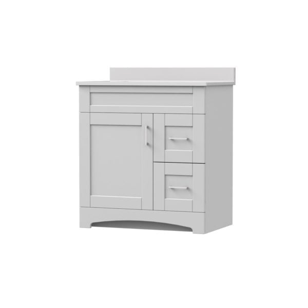 Barletta 30"W x 18-3/4"D x 32"H Cotton White Bathroom Vanity Cabinet