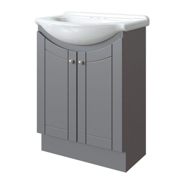 Bellflower 24"W x 17-1/8"D Vanity in Gray with White Porcelain Vanity Top