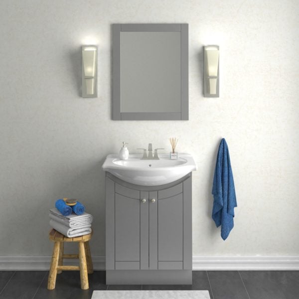 Bellflower 24"W x 17-1/8"D Vanity in Gray with White Porcelain Vanity Top