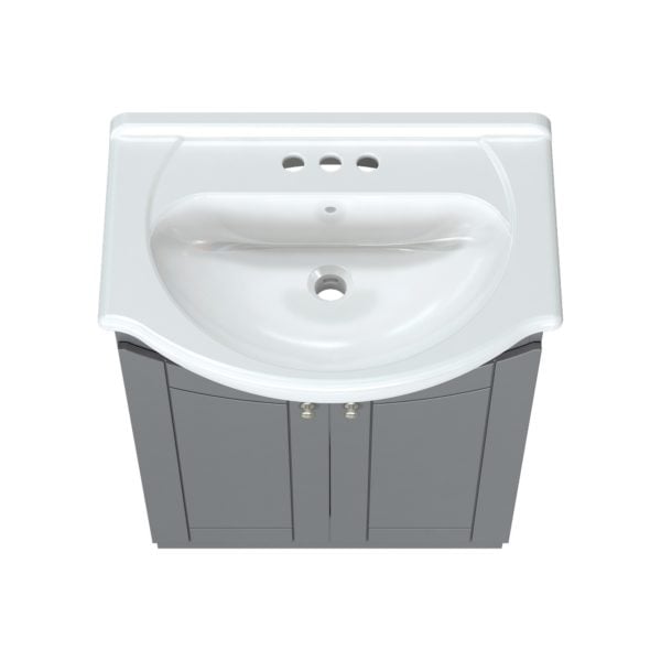 Bellflower 24"W x 17-1/8"D Vanity in Gray with White Porcelain Vanity Top