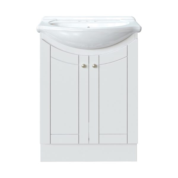 Bellflower 24"W x 17-1/8"D Vanity in Vanilla with White Porcelain Vanity Top