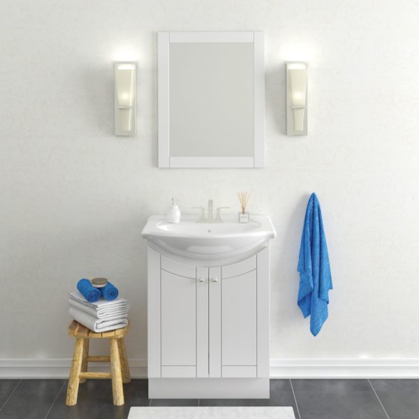 Bellflower 24"W x 17-1/8"D Vanity in Vanilla with White Porcelain Vanity Top