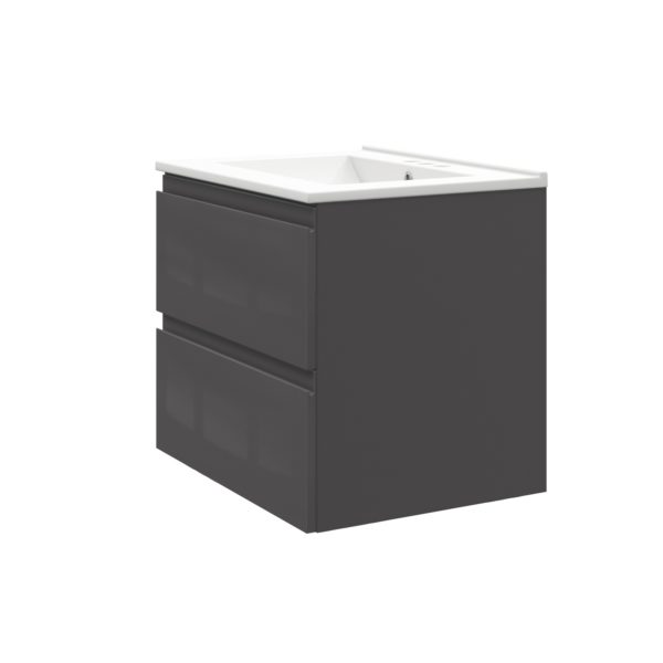 Celsia 24 in. W x 18-1/2 in. D Vanity in Gray Gloss with Porcelain Vanity Top in White with White Basin