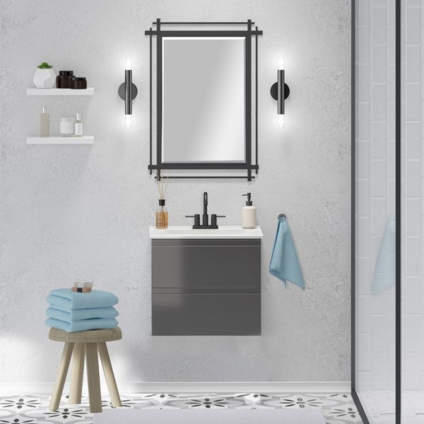 Celsia 24 in. W x 18-1/2 in. D Vanity in Gray Gloss with Porcelain Vanity Top in White with White Basin